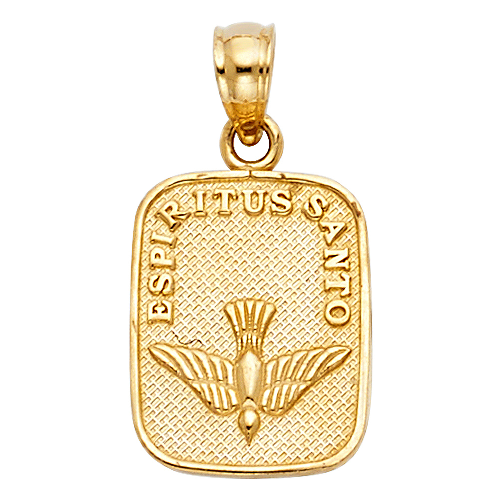 14K Yellow Gold Mini Small Espiritu Santo Dove Charm Pendant